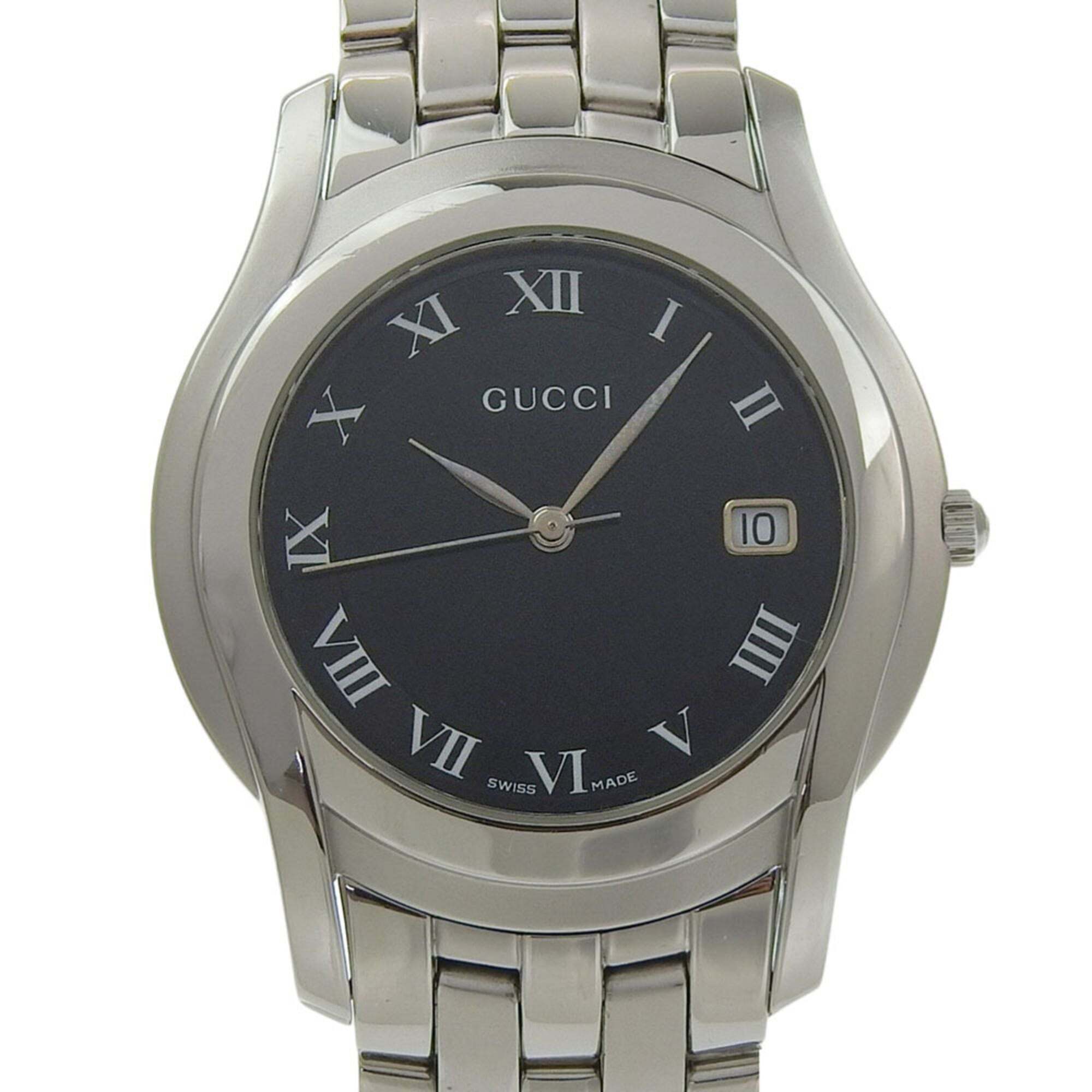 Gucci Gucci Watch 5500m Stainless Steel Quartz Analog Black Dial Boys'